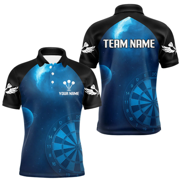 Maxcorners Galaxy-Themed Darts In Space Men's Darts Shirt - Custom Name For Dart Players MT1006