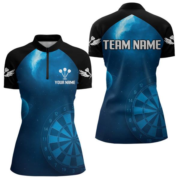 Maxcorners Galaxy-Themed Darts In Space Men's Darts Shirt - Custom Name For Dart Players MT1006
