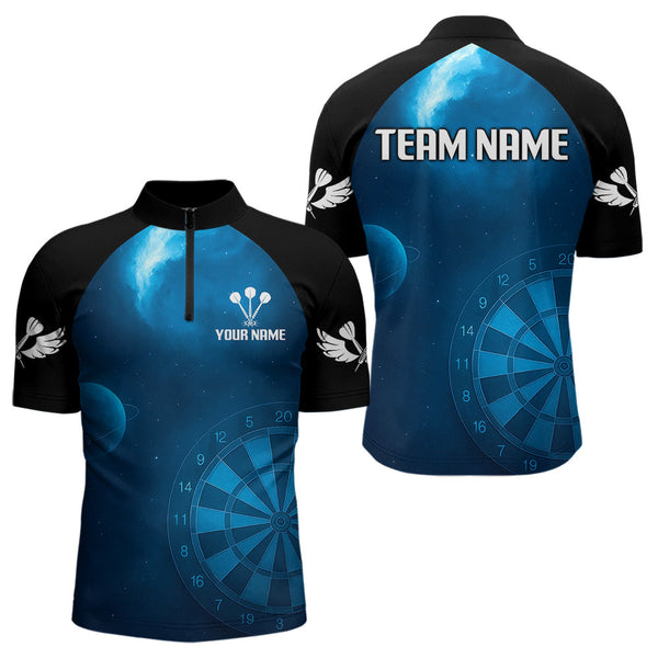 Maxcorners Galaxy-Themed Darts In Space Men's Darts Shirt - Custom Name For Dart Players MT1006