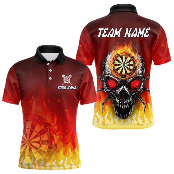 Maxcorners Spider Skull Flame Dartboard Custom Flame Dart Shirt For Men, Dart Jerseys
