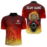 Maxcorners Spider Skull Flame Dartboard Custom Flame Dart Shirt For Men, Dart Jerseys
