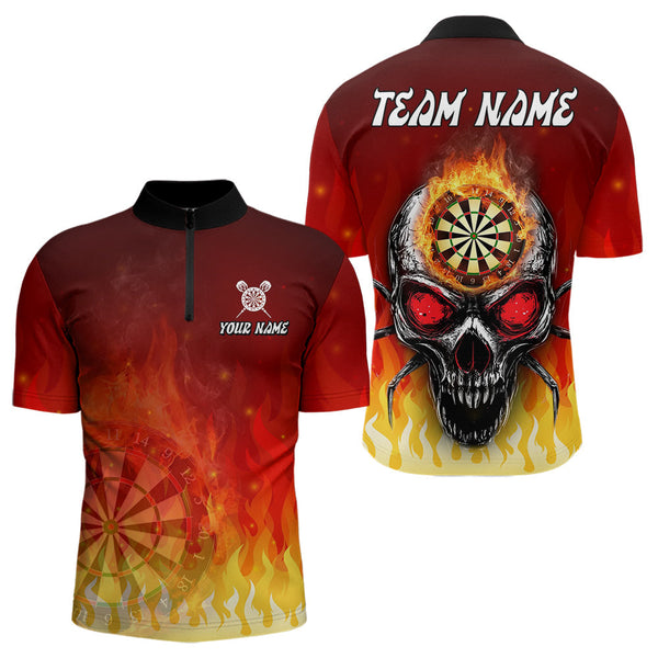 Maxcorners Spider Skull Flame Dartboard Custom Flame Dart Shirt For Men, Dart Jerseys