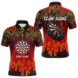 Maxcorners Custom Flame Pattern Red Dartboard Flame Dart Shirt For Men, Dart Jerseys