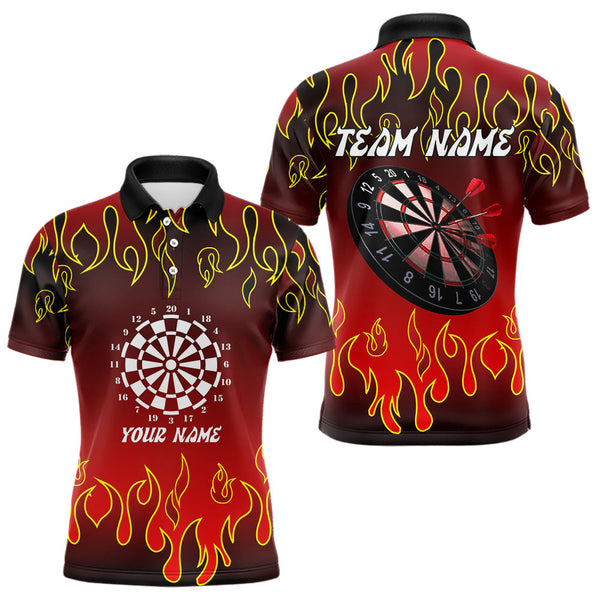 Maxcorners Custom Flame Pattern Red Dartboard Flame Dart Shirt For Men, Dart Jerseys