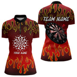 Maxcorners Custom Flame Pattern Red Dartboard Flame Dart Shirt For Men, Dart Jerseys