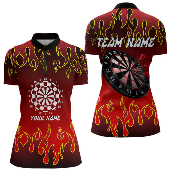 Maxcorners Custom Flame Pattern Red Dartboard Flame Dart Shirt For Men, Dart Jerseys