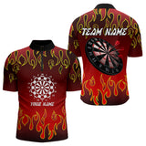 Maxcorners Custom Flame Pattern Red Dartboard Flame Dart Shirt For Men, Dart Jerseys