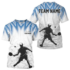 Maxcorners Custom White And Blue Grunge Pickleball Paddle League Jerseys Men Pickleball Team Shirts