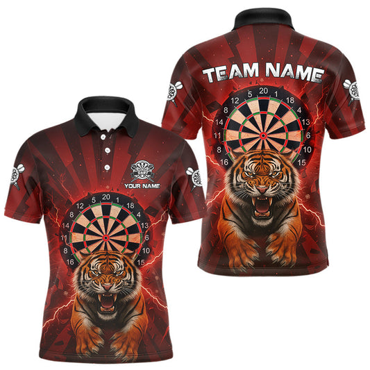 Maxcorners Horror Tiger Red Dartboard Custom Men's Darts Polo Shirt Dart Tournament Jerseys LM2603