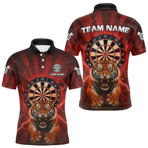 Maxcorners Horror Tiger Red Dartboard Custom Men's Darts Polo Shirt Dart Tournament Jerseys TU1011