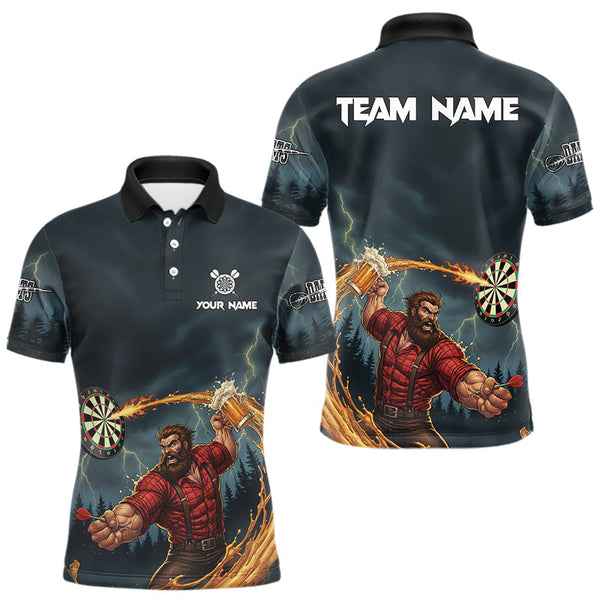 Maxcorners Custom Funny Play Darts & Beer Human Dartboard Men Darts Polo Shirt Dart Jerseys TU1011