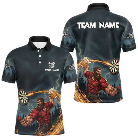 Maxcorners Custom Funny Play Darts & Beer Human Dartboard Men Darts Polo Shirt Dart Jerseys TU1011