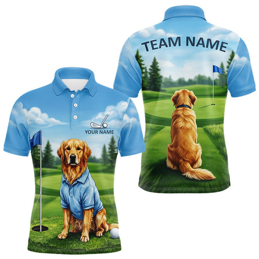 Maxcorners Golden Retriever Golf Shirt Custom Funny Golf Polos For Men Matching Couples Golf Shirts