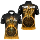 Maxcorners Custom Yellow Flames Dartboard Horror Multi Skull Dart Men Polo Jerseys Outfits Dart Shirt TU1410