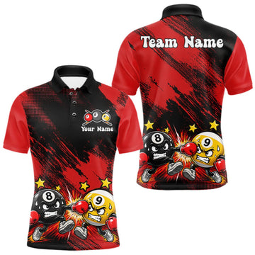 Maxcorners Funny Boxing Strike Billiard 8 Ball & 9 Ball Pool Shirts For Men Custom Billiard Team Jersey | Red LM0409
