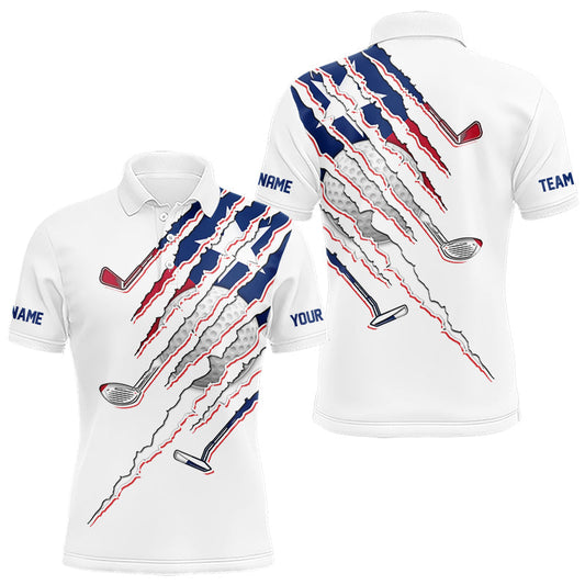 Maxcorners Texas Flag Golf Polo Shirt For Men Personalized White Golf Clubs Attire, Team Golf Outfit
