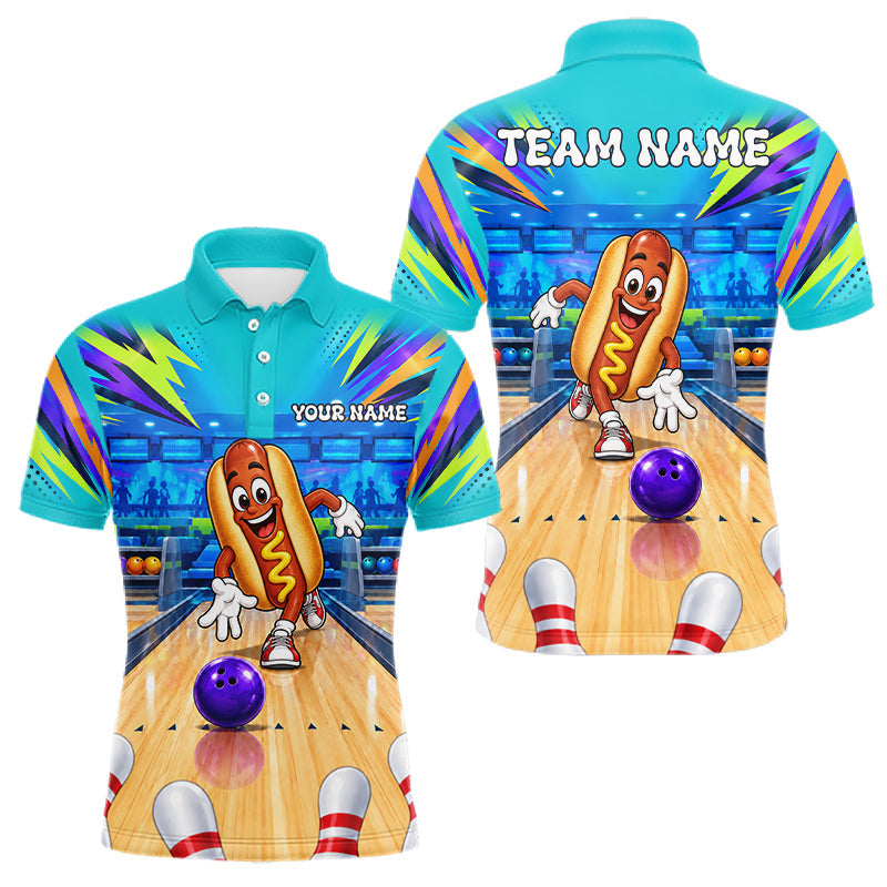 Maxcorners Personalized Hot Dog Bowling Shirt For Men Custom Team Bowling Jersey Funny Bowler Gifts
