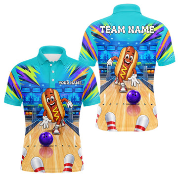 Maxcorners Personalized Hot Dog Bowling Shirt For Men Custom Team Bowling Jersey Funny Bowler Gifts