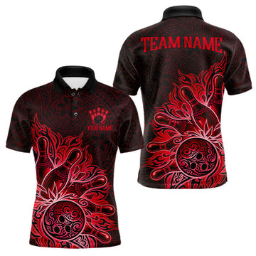 Maxcorners Red Tribal Pattern Bowling Ball Jersey For Men Custom Tribal Team Shirts Bowling League