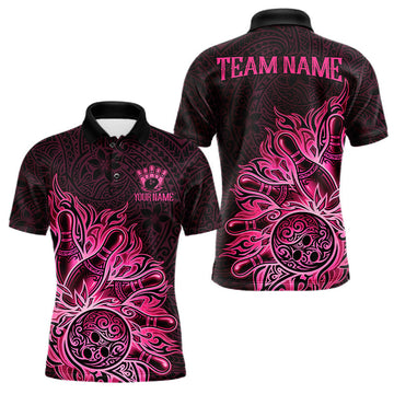 Maxcorners Pink Tribal Pattern Bowling Ball Jersey For Men Custom Tribal Team Shirts Bowling League