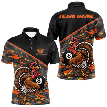 Maxcorners Custom Funny Turkey 8 Ball Billiard Shirts For Men Thanksgiving Pool Billiard Team Outfits LM0409