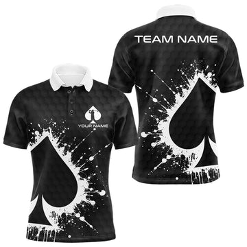 Maxcorners Poker Mens Golf Polo Shirt Custom Name Splatter Poker Golf Top For Team, Golfer Gift For Golfers LM2405