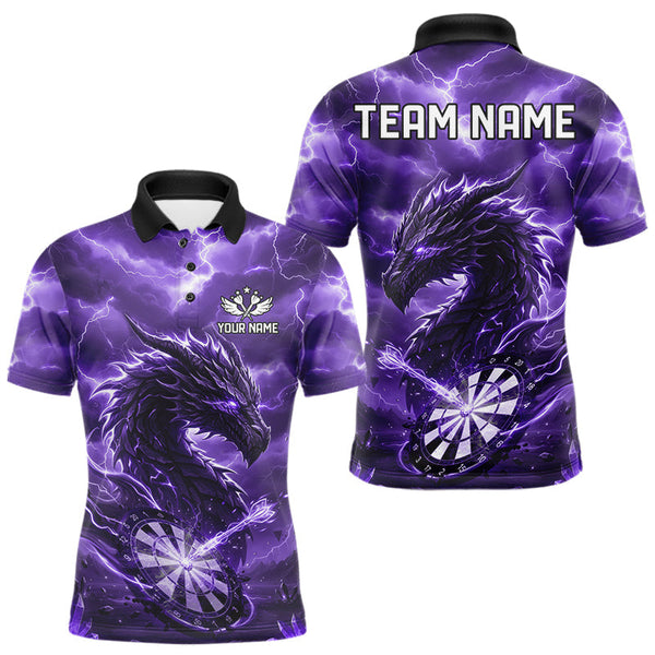 Maxcorners Lightning Dragon Purple Dartboard Custom Dart Men Polo Shirt Outfits Dart Jerseys TU2810