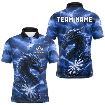 Maxcorners Lightning Dragon Blue Dartboard Custom Dart Men Polo Shirt Outfits Dart Jerseys LM2711