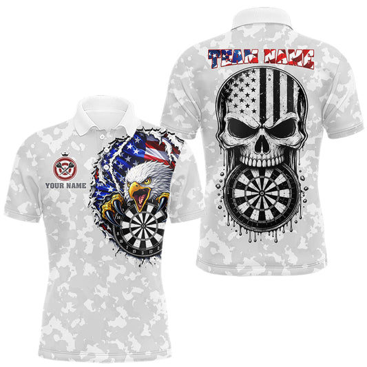 Maxcorners Personalized American Flag Skull Eagle Grey Camo Darts Shirts For Men Patriotic Darts Team OutfitsMaxcorners Personalized American Flag Skull Eagle Grey Camo Darts Shirts For Men Patriotic Darts Team Outfits LM0510