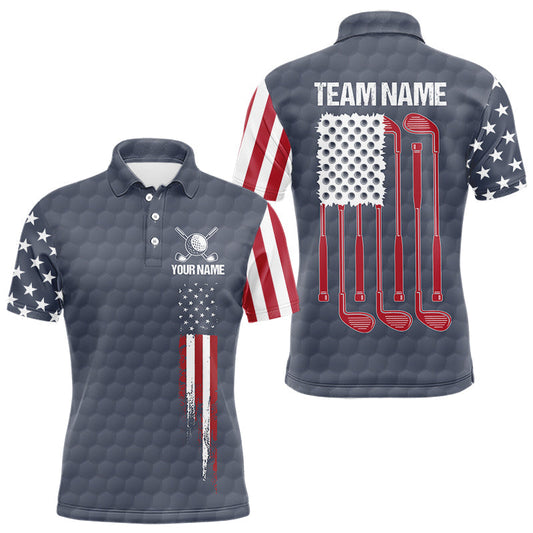 Maxcorners Mens Golf Polo Shirts American Flag Patriotic Custom Grey Golf Ball Pattern Mens Golf Polos