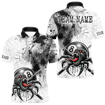 Maxcorners Funny Spider Billiard Pool Shirts For Men Custom Grunge Ball 8 Billiard League Jerseys LM0101