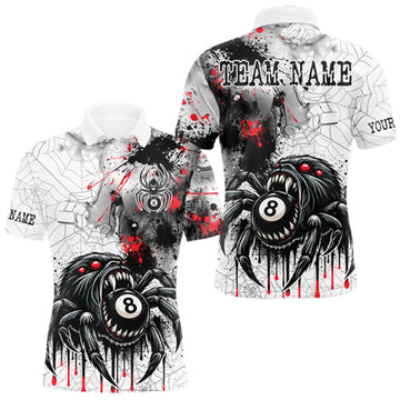 Maxcorners Personalized Splash Black And Red Spider 8 Ball Billiard Shirt For Men Custom Pool Billiard Jersey LM0409