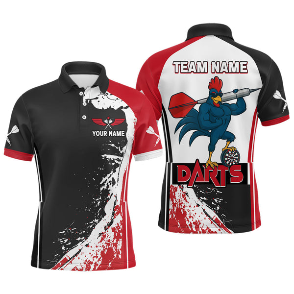 Maxcorners Fiery Rooster Fury Dart Arrow Men's Funny Darts Shirt - Custom Name For Darts Jersey MT1706