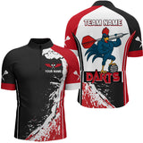 Maxcorners Fiery Rooster Fury Dart Arrow Men's Funny Darts Shirt - Custom Name For Darts Jersey MT1706