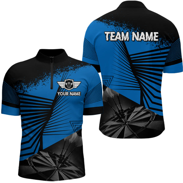 Maxcorners Custom Men's Darts Shirt With Silver Dart Arrows Hitting Dartboard, Darts Jersey