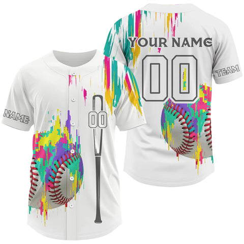 Maxcorners Custom Men's Baseball Shirt Colorful Grunge Baseball Jersey, Baseball Shirt For Newborn LM2608