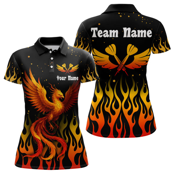 Maxcorners Men’s Darts Team Shirt - Rust Phoenix And Flame Pattern | Custom Name Option