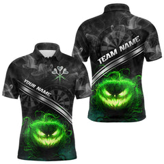 Maxcorners Halloween Men Darts Shirt Personalized Green Pumpkin Dartboard, Halloween Dart Jerseys MT2108