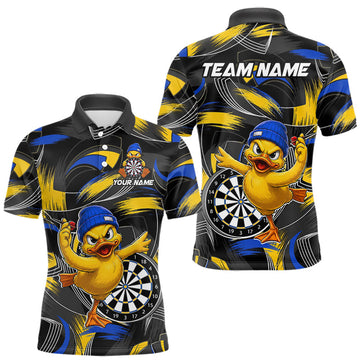 Maxcorners Blue And Yellow Brush Funny Duck Dart Shirts For Men Personalized Dart Team Name Outfits LM2306