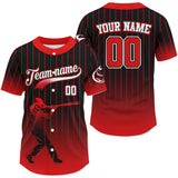 Maxcorners Red And Black Classic Baseball Jersey Custom Pinstripe Baseball Jersey For Men LM1809