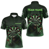 Maxcorners Funny Cat Green Dripping Dartboard Custom Men's Polo Darts Shirt Outfits Darts Jersey LM3010