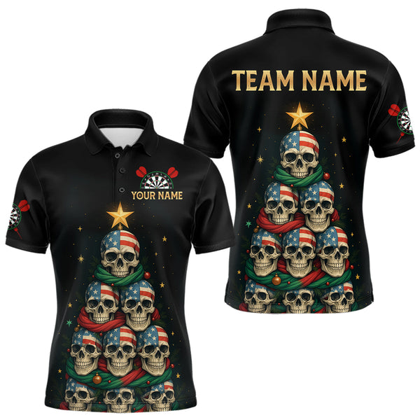 Maxcorners Custom Funny Christmas Darts Shirt For Men Outfits Xmas Holiday Skull Dart Jerseys TU2908