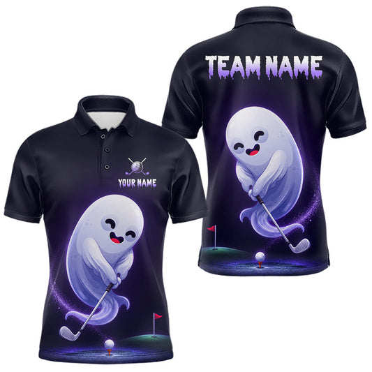 Maxcorners Personalized Funny Purple Ghost Halloween Golf Polo Shirt for Men