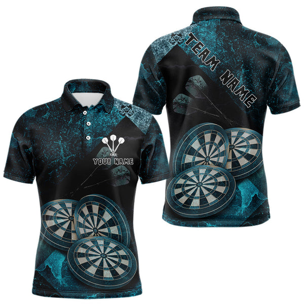Maxxcorners Triple Dartboards Grunge Darts Shirt For Men Custom Name For Players | Opt1 - Turquoise MT0307