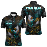 Maxxcorners US Flag Eagle Cracked Dartboard Turquoise Men's Darts Shirt Custom Name For Players | Opt2 MT0307