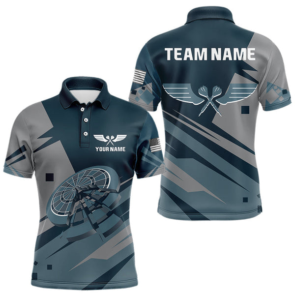 Maxcorners Blue Cracked Dartboard Custom Darts Polo Shirt For Men - Darts Team Jersey MT1007