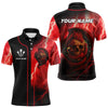 Maxcorners Maroon Dragon & Skull Thunder Lightning Men's Darts Shirt - Custom Name For Players LM2206