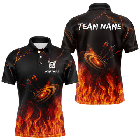 Maxcorners Flaming Darts & Arrow Custom Darts Polo Shirt For Men - Darts Team Jersey  MT1007