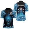 Maxcorners Ice Flame Skull & Dartboard Custom Darts Polo Shirt For Men - Darts Team Jersey LM1307