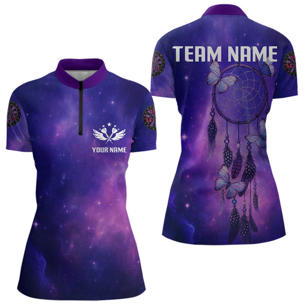 Maxcorners Galaxy Purple Dreamcatcher Butterfly Darts Shirt For Women - Custom Darts Jersey MT2306